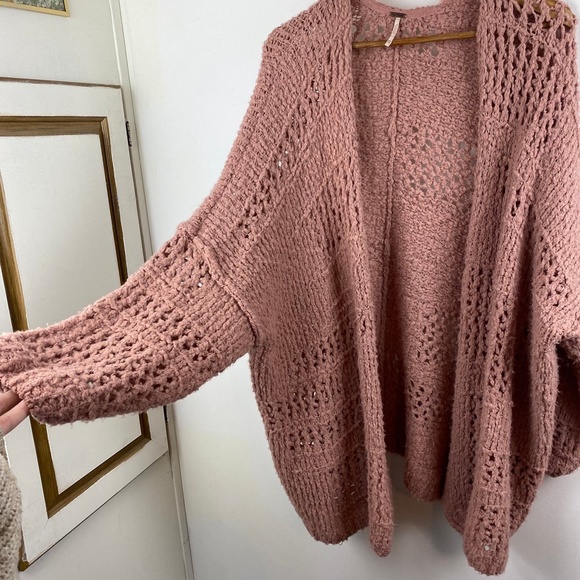 Free People Saturday Morning Cardigan Oversized Wool Blend Mauve Size XS/S - Picture 5 of 10